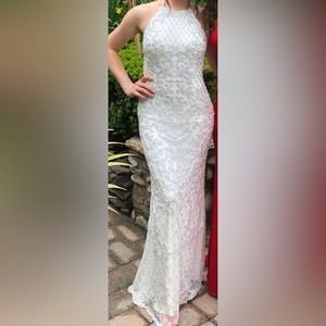 Jovani size 2 off white dress worn once silver white beading